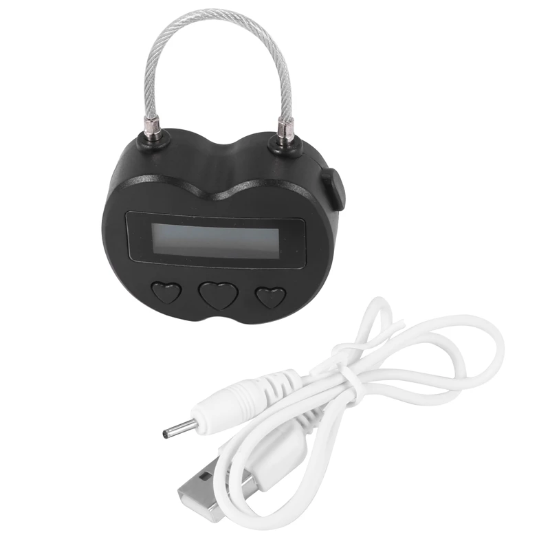 Temporizador de viaje multifunci&oacute;n con pantalla LCD, candado con temporizador temporal recargable por USB, resistente al agua-1