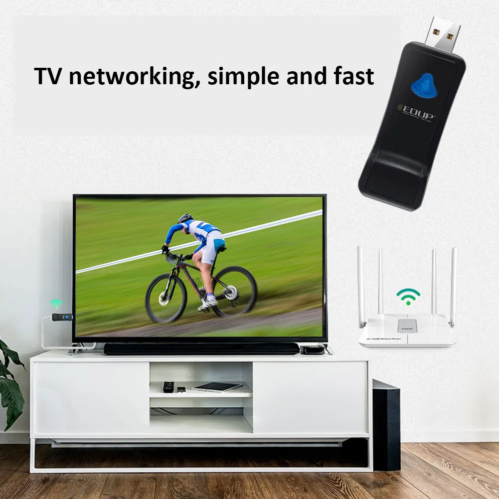 

EDUP USB WiFi Wireless Adapter 300Mbps 2.4Ghz TV Network Card LAN Receiver T35