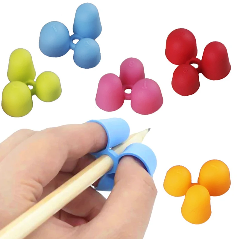 

Three-finger Children Writing Pencil Holder Silicone Anti-slip Holding Pen Holders Learning Grip Practice Pen Holder Corrector