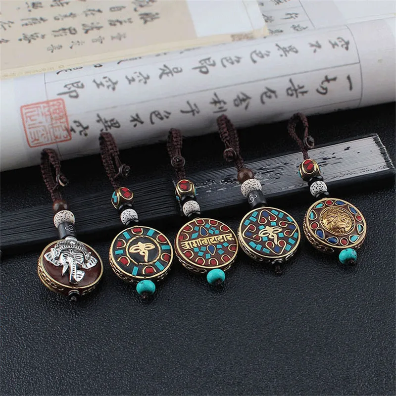 Антикварные Бронзовые брелки и винтажный слон Ом Аум подвеска Будда брелок