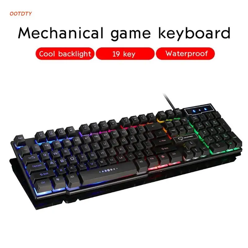 

GK50 Rainbow Backlight Gaming Keyboard Waterproof RGB Backlit 104-Key Gaming Keyboard for Windows PC Gamers