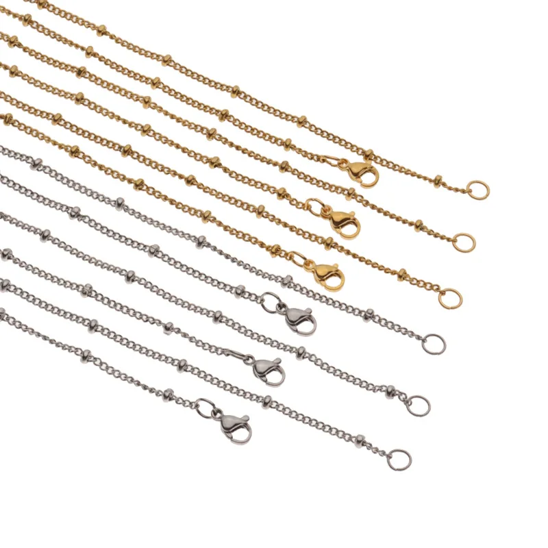 

5pc DIY Stainless Steel Chains Clavicle Chain With Beads Necklace On Side Wholesale Pendants Chain Accessories Manual Material