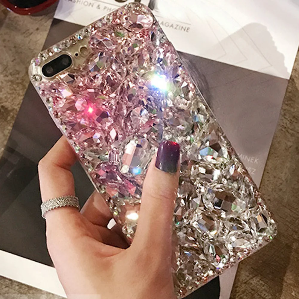 Sunjolly Rhinestone Case Diamond Bling Pink Phone Cover coque for Huawei Honor 20i 20 Lite 10i 10 9 8 7i 7 5 9X Pro Cases | Мобильные