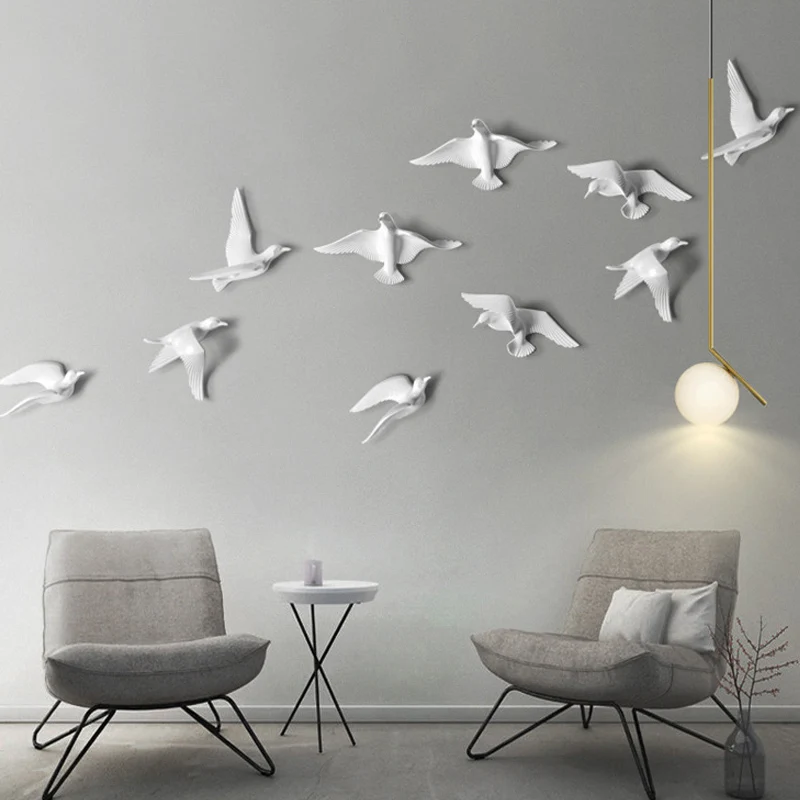 ASFULL креативные настенные 3d с птицами из смолы Стикеры Гостиная фигурка животного