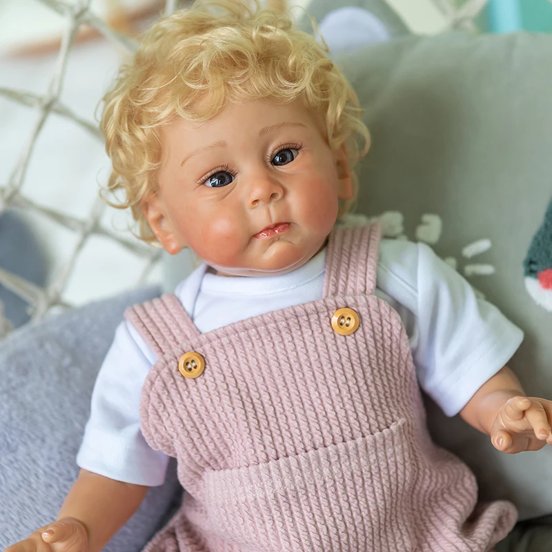 58CM Reborn Huxley Doll with Rooted Blond Hair Soft Touch Cuddly Baby Doll Handmade Toddler Doll Lifesize Bebe Doll Bonecas