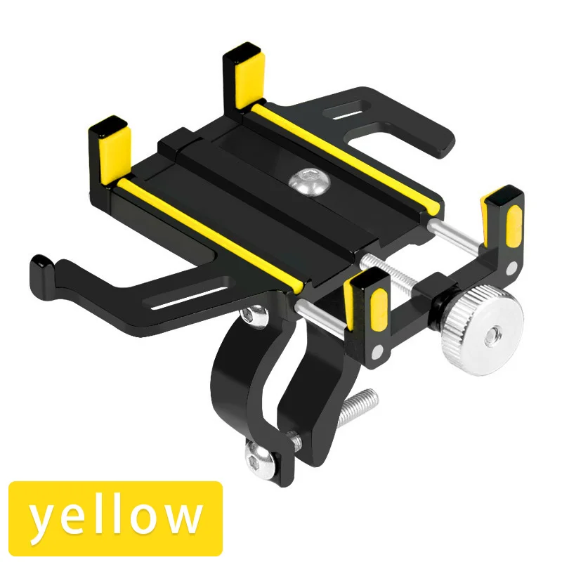 Yellow Алюминиевый держатель для телефона на велосипед, мотоцикл, для смартфона, регулируемая поддержка, gps, велосипед, MTB, руль, подставка для телефона, кронштейн - Цвет: Yellow