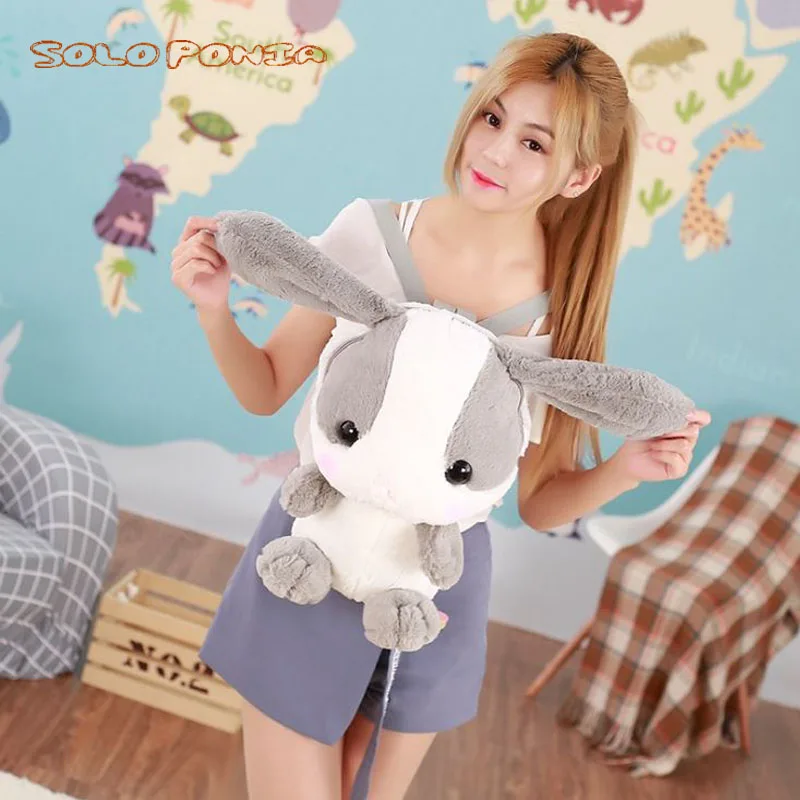 Плюшевый рюкзак 40 см восхитительный мягкий в виде кролика с длинными ушками