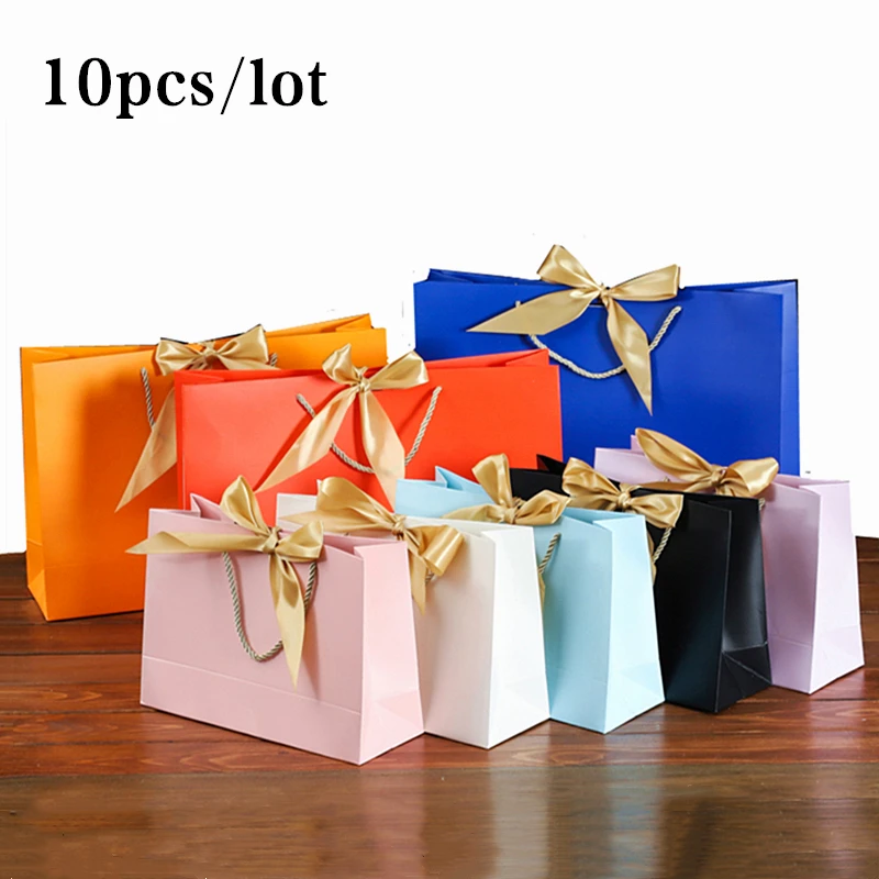 10 шт. Подарочный пакет подарочный бумажный с лентой свадебный коробка сувениры