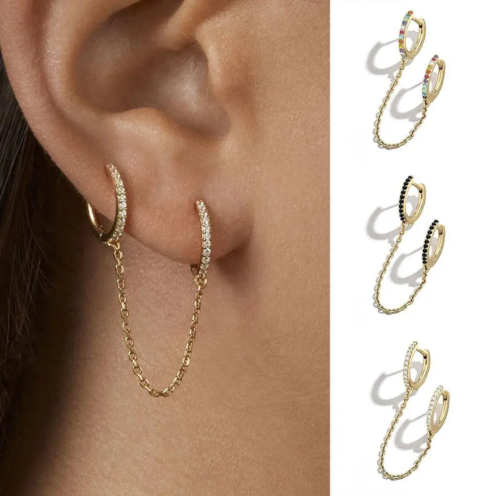 

New Fashion Circle Ear Cuff Retractable Earrings for Women Men Gold Huggie Unisex Double Piercing Hoop Earing Female Brincos