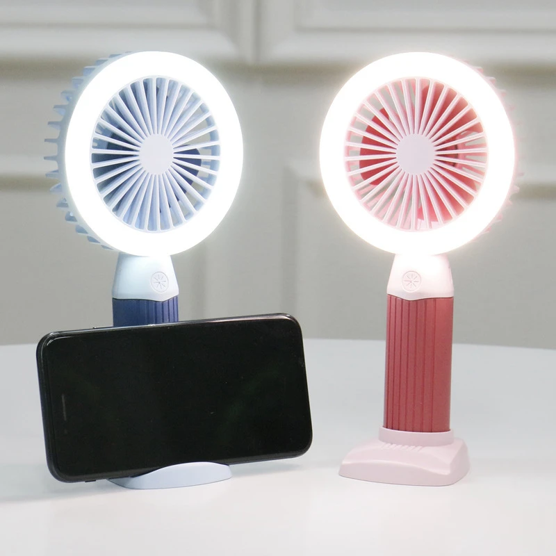 

Portable Air Cooling Fan Night Light Mini Simple Desktop Handheld Fan USB Rechargeable LED Light Cool Summer Gift