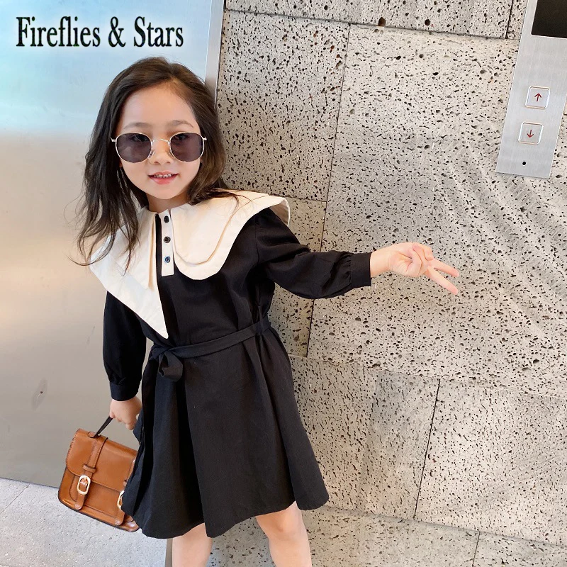 Spring Autumn girls dress Baby for toddler kids vestidos Children fashion clothes button ruffle layered collar 1 to 7 yrs | Детская