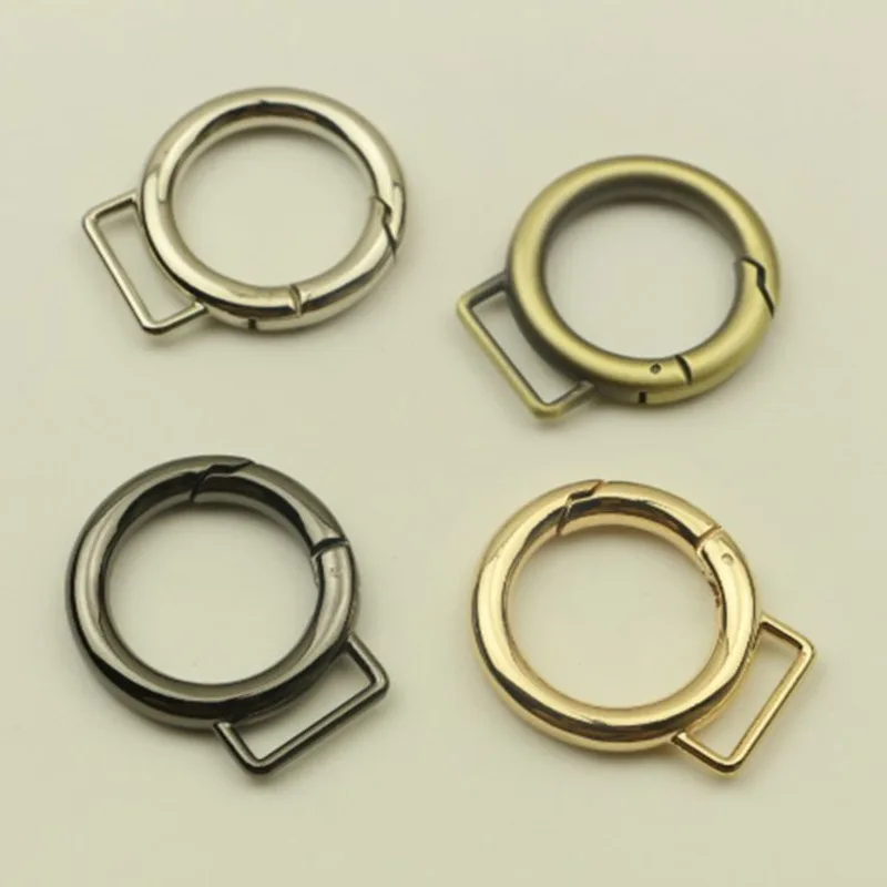 

10 Pcs Plated Gate Spring Ring Key Round Push O-Ring Buckles Clips Carabiner Purses Handbags Round Push Trigger Snap Hooks Ring