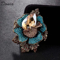 donia jewelry large size pink blue wedding brooch with rhinestones jewelry women jewelry rose turban sale brooches