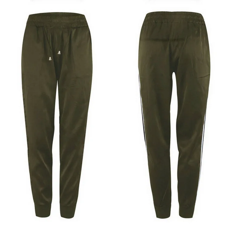 Style1-Green Vertvie Highlight спортивные штаны с большим карманом, Женские глянцевые брюки с лентами, Харадзюку, беговые штаны в полоску с высокой талией - Цвет: Style1-Green