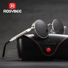 Солнцезащитные очки ROSYBEE в металлической оправе UV400 для мужчин и женщин, модные круглые дизайнерские винтажные очки в стиле стимпанк, в стиле ретро