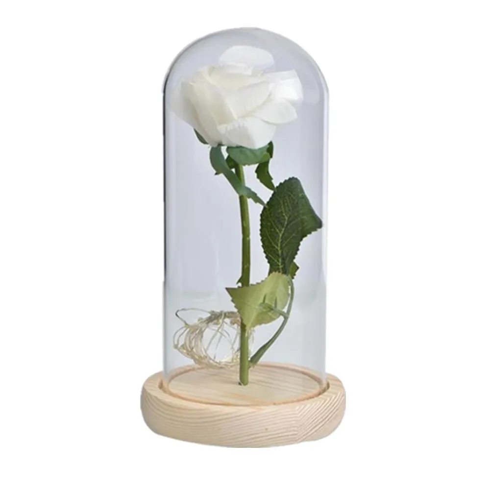 white rose whitebase Зачарованный Forever розовый цветок в стекле светодиодный свет Свадебная вечеринка домашний Рождественский Декор - Цвет: white rose whitebase