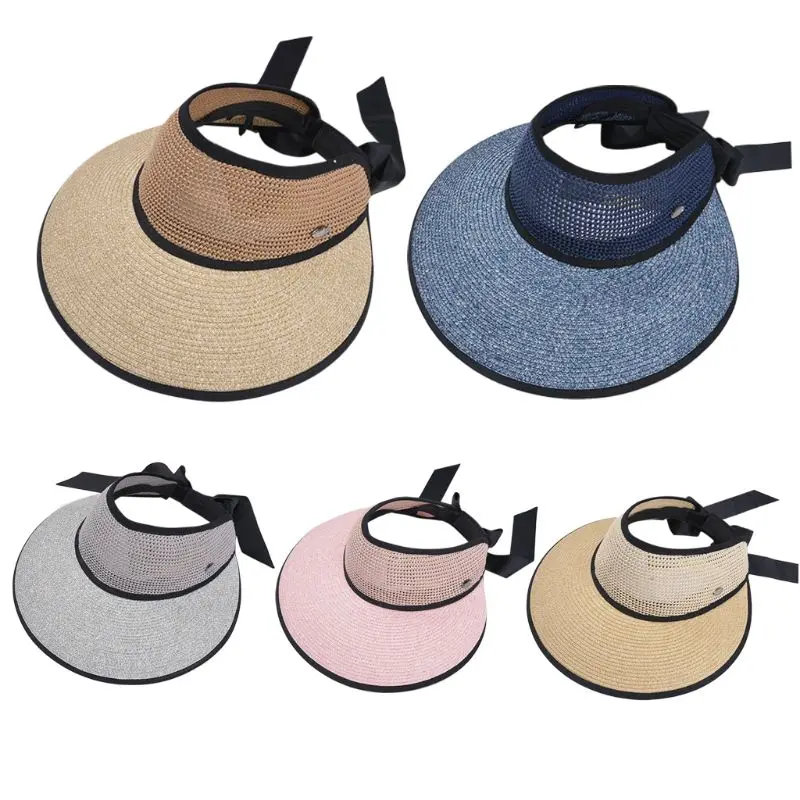 Соломенная плетеная Кепка от солнца Пляжная складная шляпа с широкими полями и
