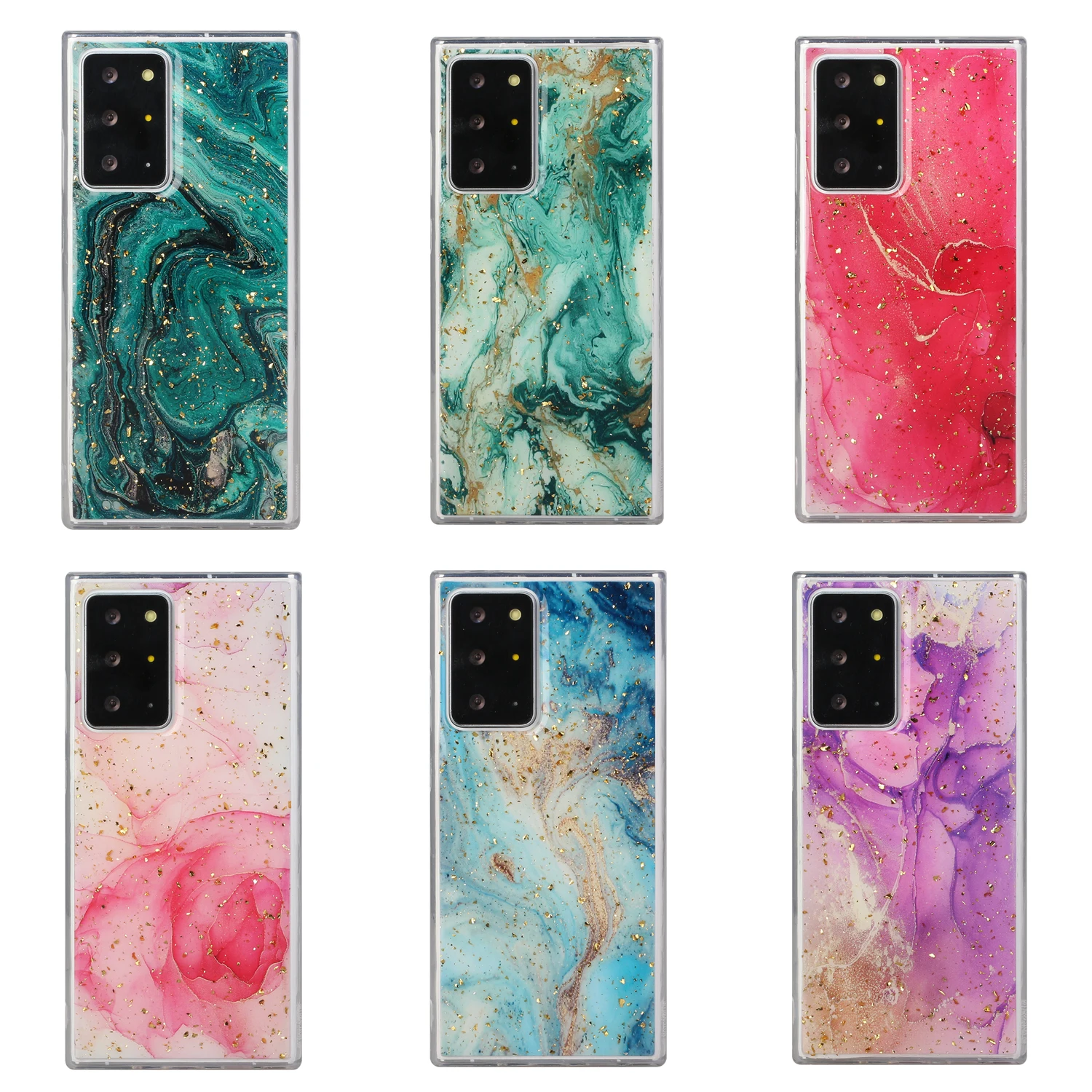 

Phone Case For Samsung Galaxy S20 Plus Ultra Note 20 FE S21 Fashion Luxury Glitter Gold Marble Stone Texture Shockproof Cover