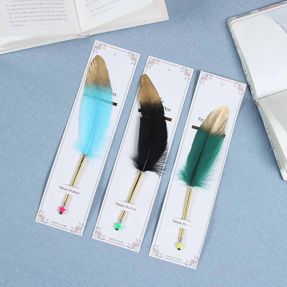 1 шт. золотые ручки с пудрой милые перьевые шариковые кавайные плюшевые для