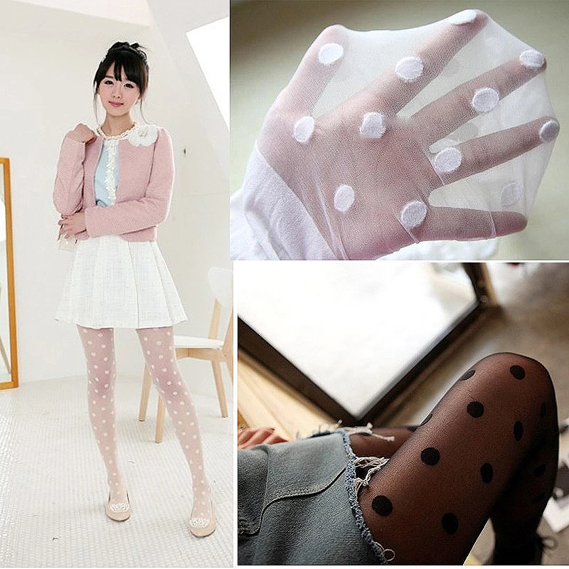 Пикантные женские колготки шелковые чулки в горошек Ретро леггинсы тонкие |