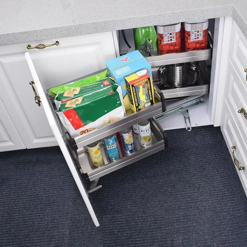 

Cupboard Storage Accessories Organizador Stainless Steel Cocina Organizer Rack Kitchen Cabinet Cestas Para Organizar Basket