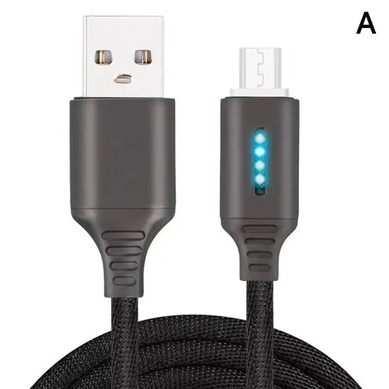Black for Android 1 м автоматический отрезающий светодиодный usb type-C кабель для зарядного устройства для мобильного телефона Android, кабель для быстрой зарядки, шнур для передачи данных для сотового телефона huawei - Цвет: Black for Android