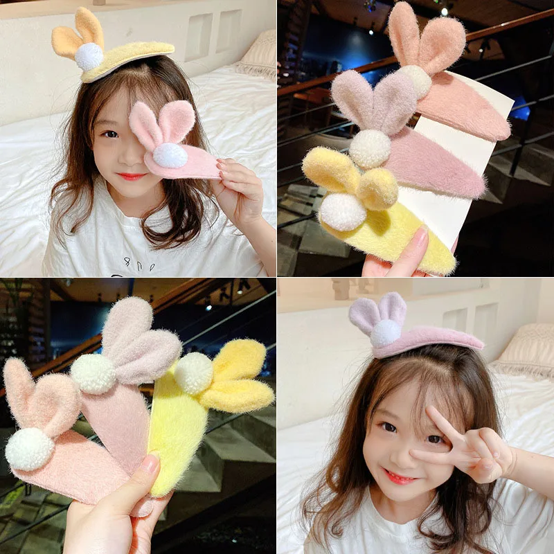

1 Pc Large Rabbit Hair Clips For Girls Kids Korean Lovely Plush Hairpins Barrettes Pompom Rabbit Ear Cute Hairgrips Accessories