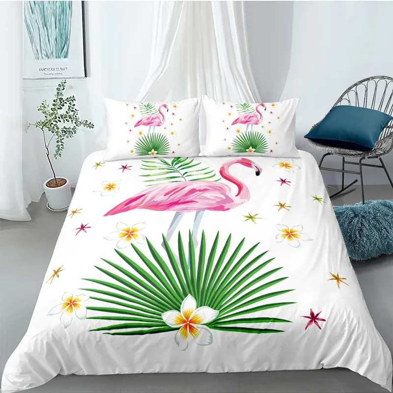 

3D flamingo digital printing two- and three-piece bedding animal set
