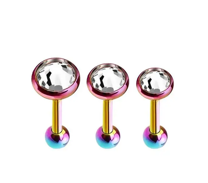 E Imixlot 3 шт./компл. 316L из нержавеющей стали круглые циркониевые серьги-тренгус штанга-Спираль пирсинг для хряща уха кольцо ювелирные изделия для женщин девушек - Окраска металла: E