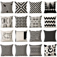 black white geometric pattern cotton linen throw pillow cushion cover car home sofa bed decorative pillowcase funda cojin 40198