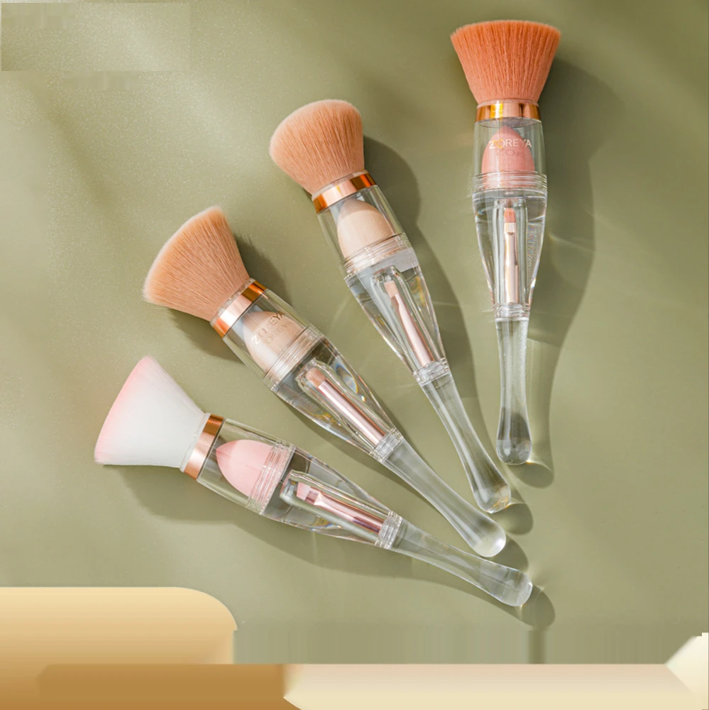 

1 Pc Four In One Makeup Brush Gold Rose Gold Eye Shadow Brush Removable 4 Different Brush Heads PBT Bristles Easy To Use Hot
