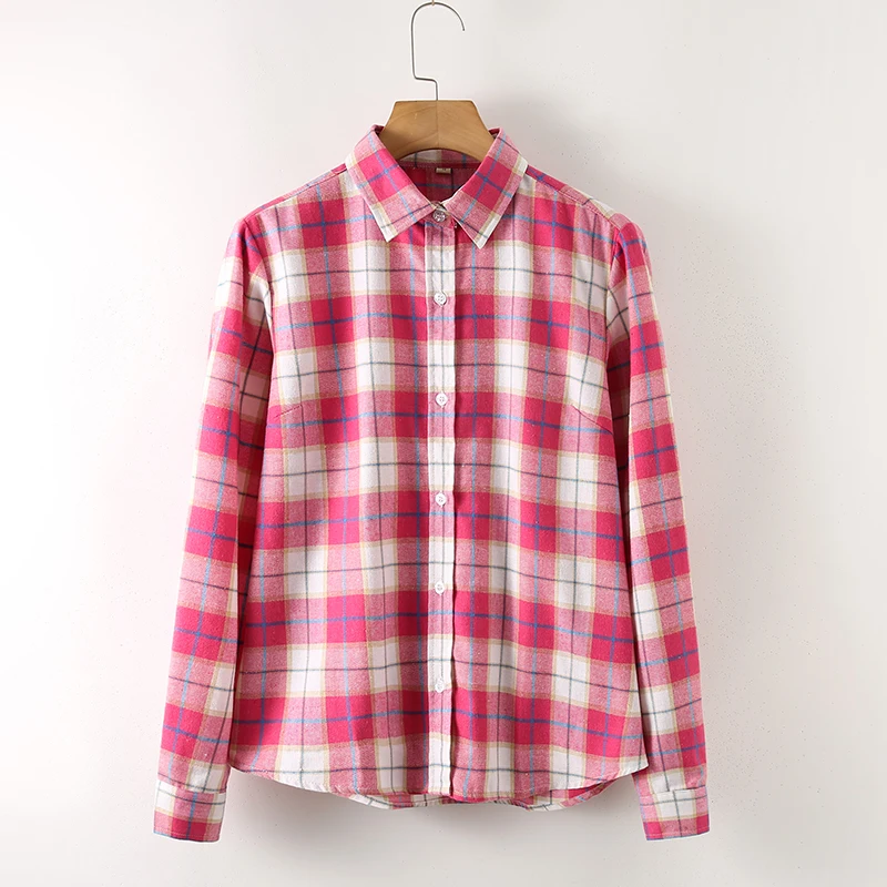 Винтажная женская блузка рубашка клетчатая с d пуговицами верхняя одежда ropa mujer