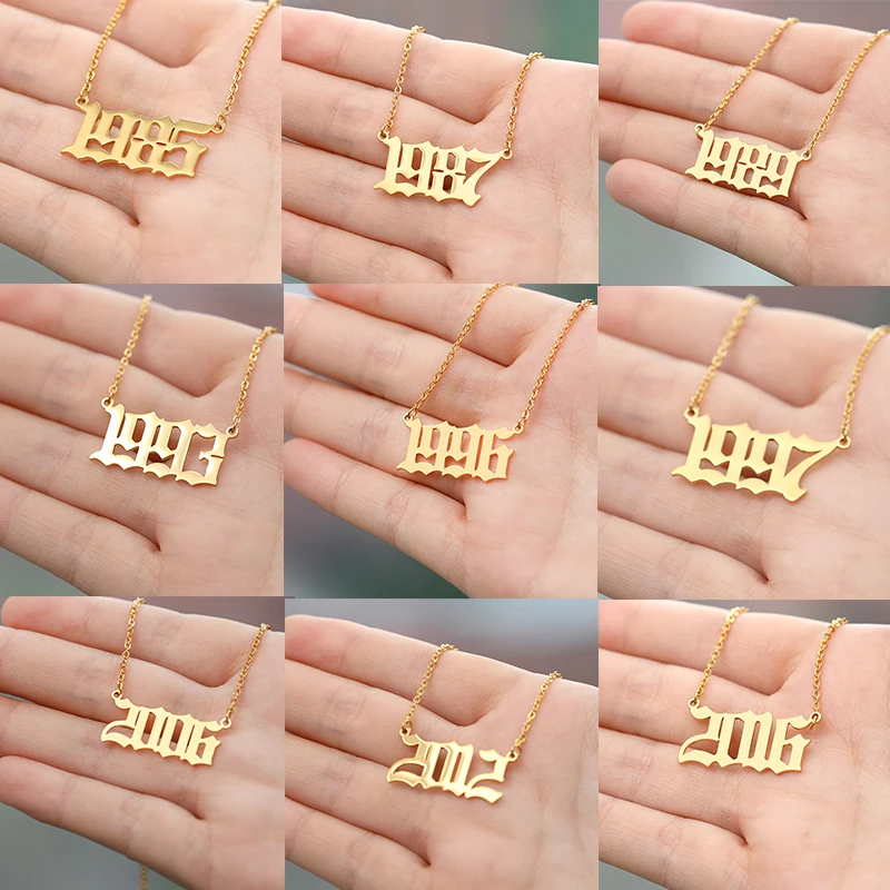 Ожерелья из нержавеющей стали с цифрами на год для женщин 1996 1997 1998 подарок день