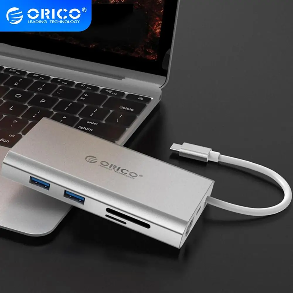 ORICO USB C 3 1 концентратор к HDMI RJ45 VGA 0 TF SD кардридер 8 в для MacBook Samsung Galaxy S9 Huawei Mate