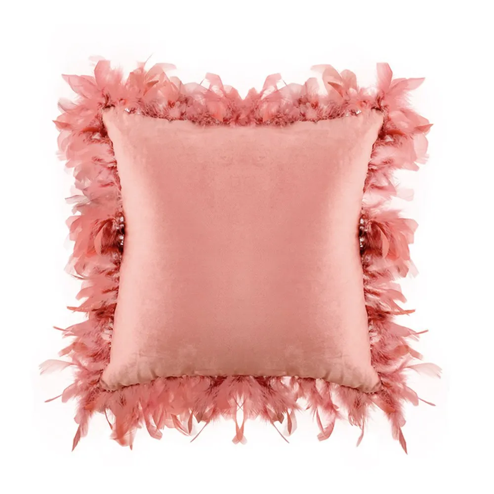 

Modern European and American decorative feather sofa pillowcase solid color velvet pillowcase cushion cover p12