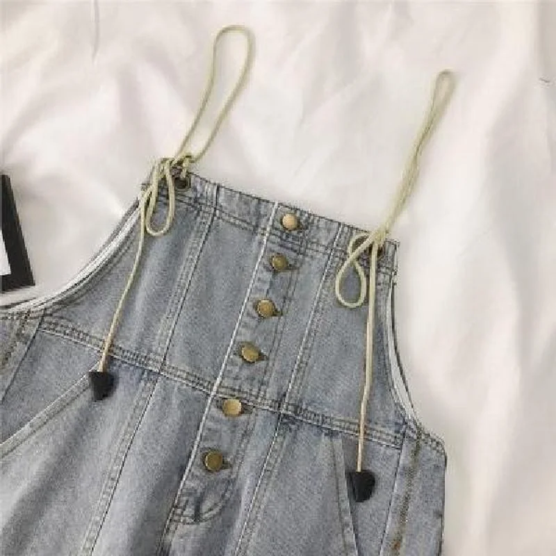 Autumn Denim Overalls Loose Pants Women 2021 New Korean Version of Wild Cute Suspenders Mother Jeans Loose Jeans