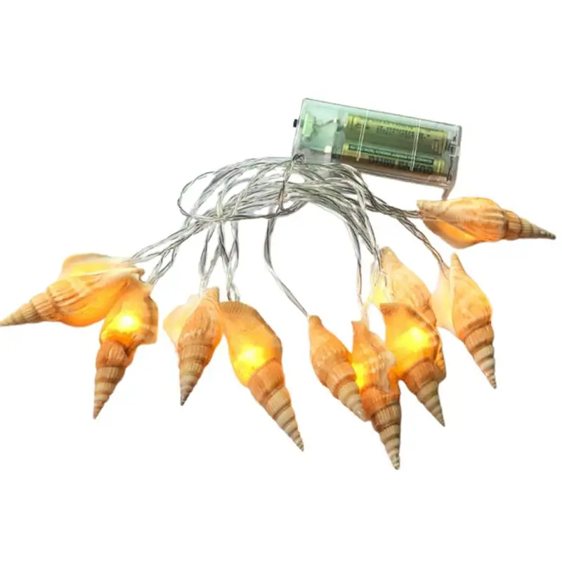 

Conch String Lights 1.65m 10LED Sea Shell Fairy Lamp Conch String Light Battery Operated for Holiday Wedding Window Decoration