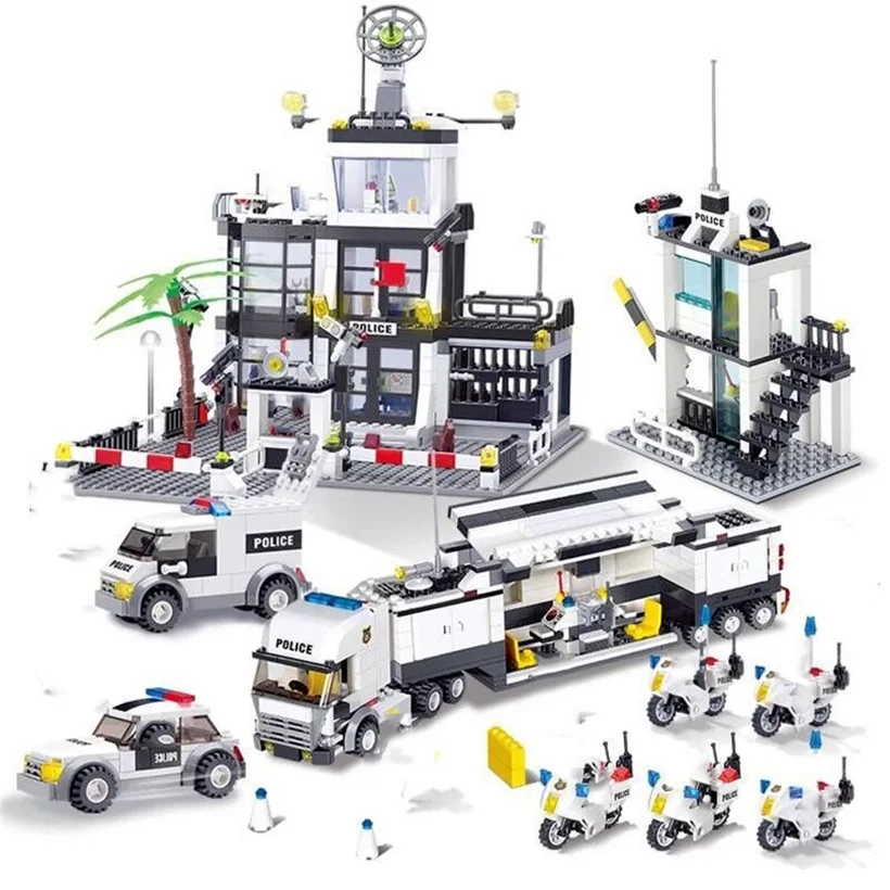 Полицейский участок автомобиль грузовик образовательные конструкторных блоков