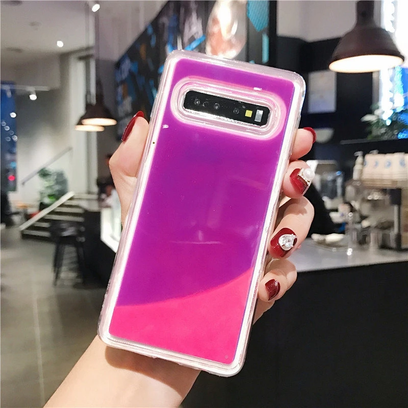 Светящийся неоновый песочный чехол для samsung Galaxy Note 10 Pro жидкий Блестящий песок