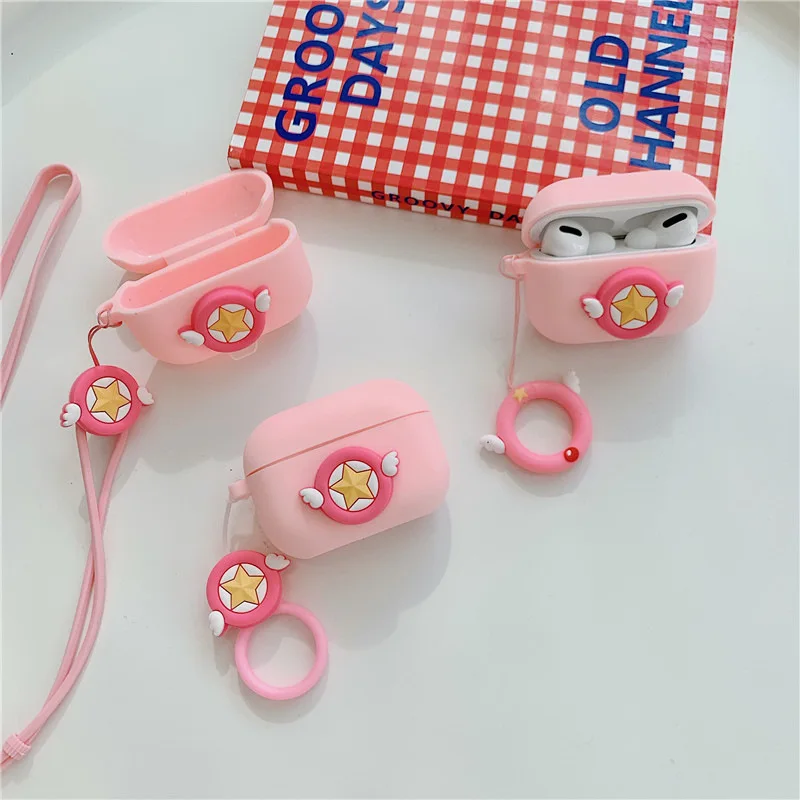 

Чехол для AirPods Pro, силиконовый, с кольцом и ремешком