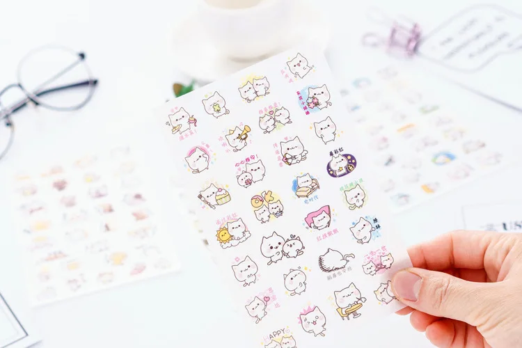 Kawaii Cat милые наклейки из мультфильмов наклейки Канцелярские Декоративные наклейки для детей девочек DIY дневник в стиле Скрапбукинг