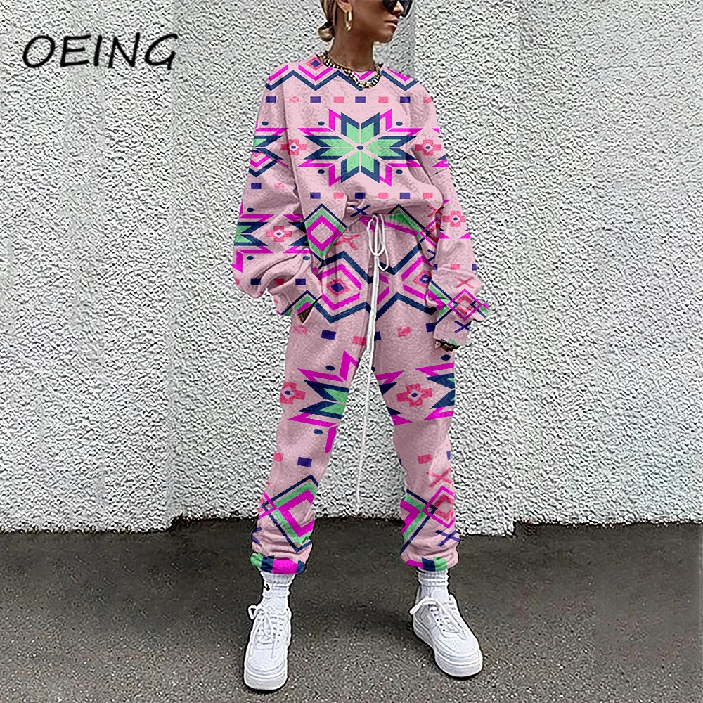 

Womens Running Wear Sets 2 Pcs Print Autumn Winter Sport Hoodie Tracksuits