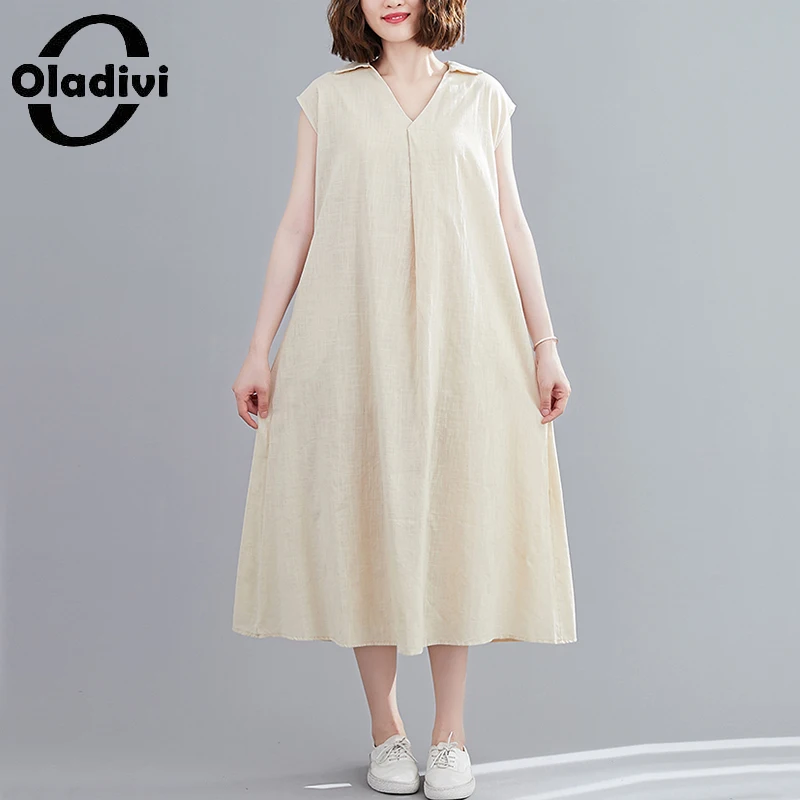 

Сарафан Oladivi женский из хлопка и льна, без рукавов, большого размера, летний, 2021