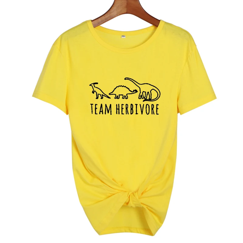 Командная Футболка "herbivore" Женская веганская Harajuku модная футболка Tumblr Femme Футболка с принтом вегетарианские милые Графические футболки для женщин - Цвет: yellow-black