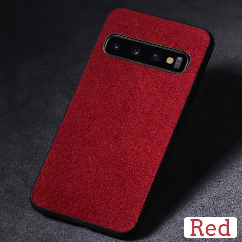 Чехол для телефона для samsung Galaxy S10 S8 S9 Note 8, 9, 10, плюс S7 край A7 A8 J5 J6 J7 A70 A50 A40 замшевая кожаная накладка на заднюю панель телефона - Цвет: Красный
