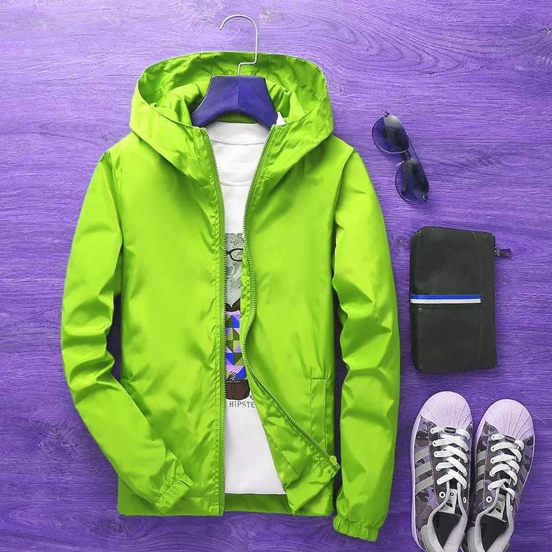 

2021 spring / summer new jacket men's street style solid color Hoodie zipper thin jacket men's casual jacket windbreaker 7XL