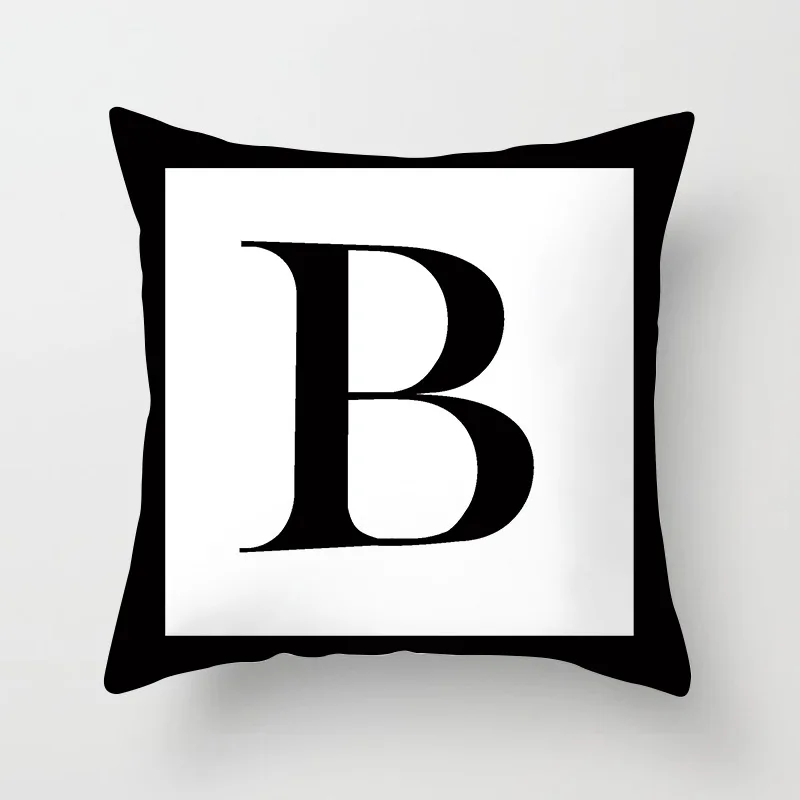 Черный белый цвет письмо Диван Декоративные подушки 45*45 см для детской комнаты