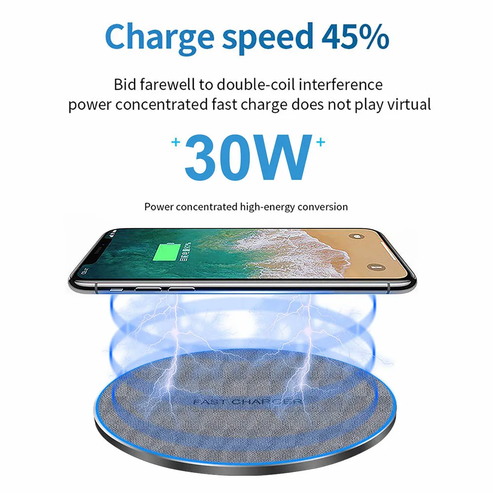 FDGAO 30W Fast Wireless Charger For Samsung Galaxy S21 S20 S10 Qi Induction Charging Pad for iPhone 13 12 11 Pro XS Max XR X 8 wireless chargers