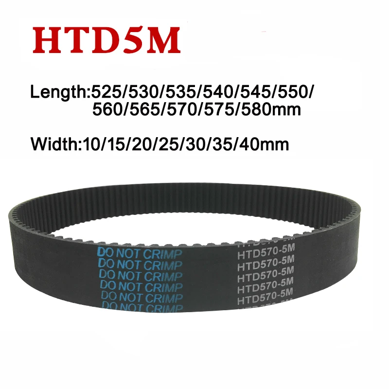 

HTD 5M Timing Belt Arc Teeth 5mm Picch 10-40mm Width 525/530/535/540/545/550/560/565/570/575/580mm Rubber Drive Synchronous Belt