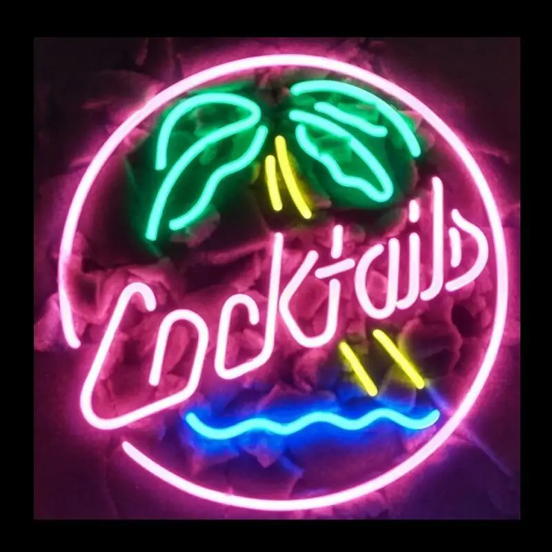Custom Cocktails Palm Tree Glass Neon Light Sign Beer Bar | Лампы и освещение